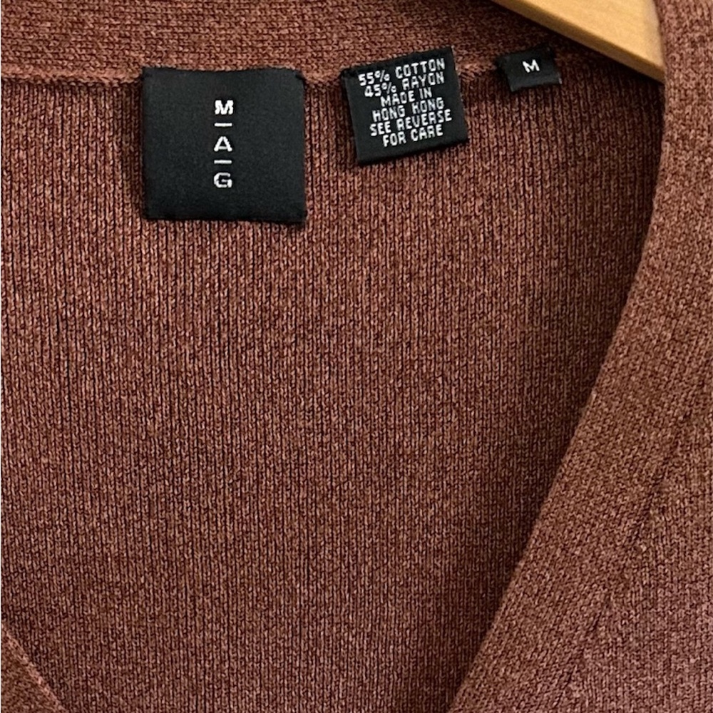 Vintage MAG (Magaschoni) Brown Cotton & Rayon Form Fitting Sweater Set Size M - Picture 5 of 9